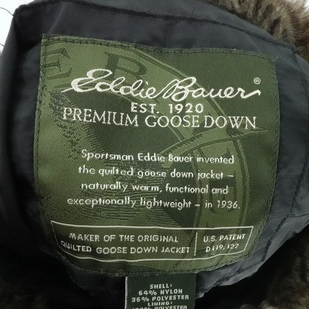 Eddie Bauer‎ Vest Womens M Black Goose Down Quilted Faux Fur Collar Outdoor Fall